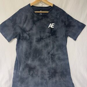 American Eagle Outfitters Black/Grey Tie-Dye AE Chest Logo Tee